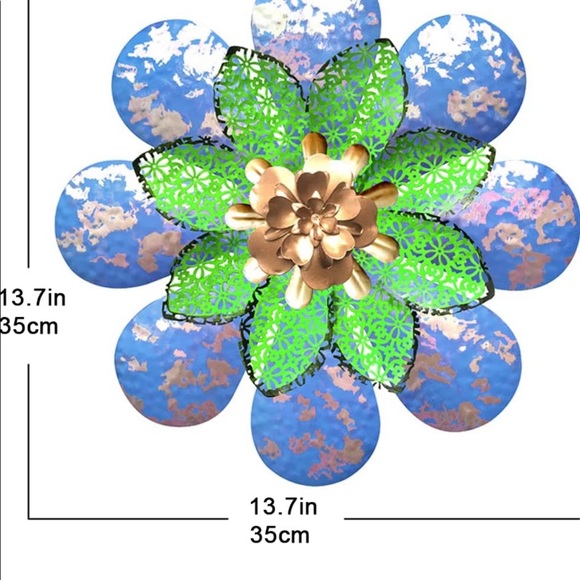 13.7 Inch Flower Metal Wall Art Decor - Picture 6 of 7